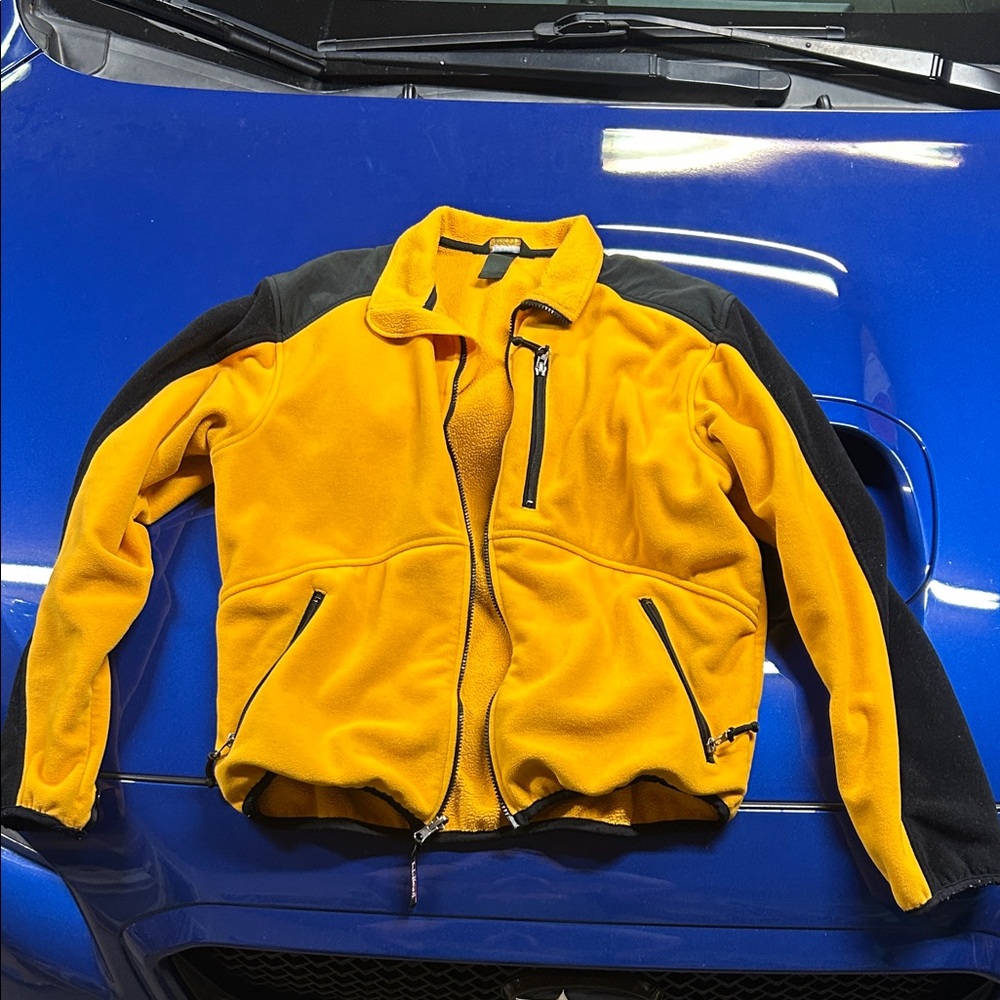 L.L. Bean Men's Performance Jacket Yellow and Black retro with polartec windpipe